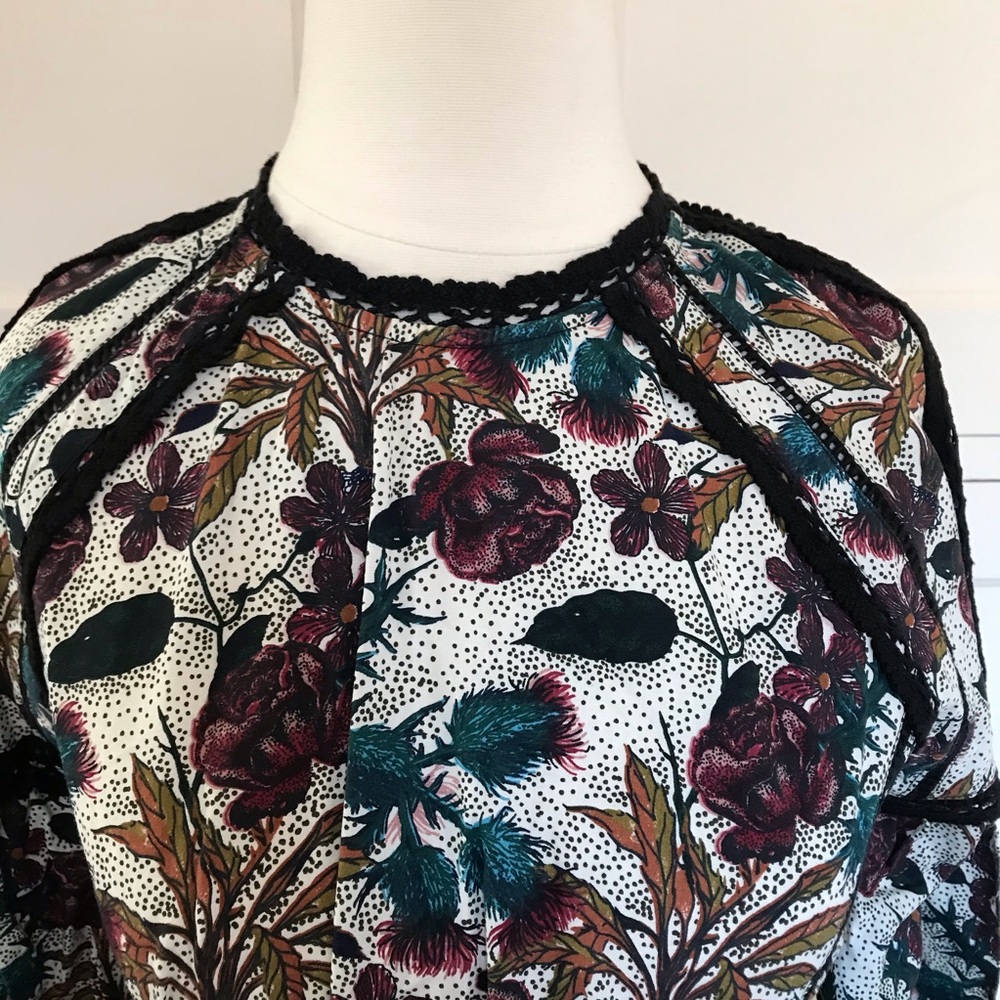 TOPSHOP Floral Cotton Long Sleeve Top Size 4 NWT - Picture 3 of 13